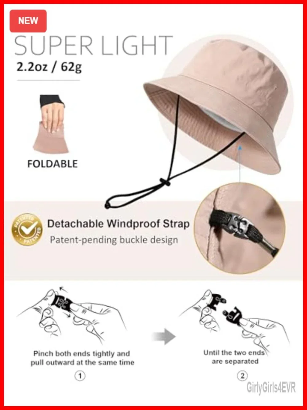 Water-Resistant Bucket Hat UPF 50+ Boonie Sun Hat Foldable Fishing Safari Hats